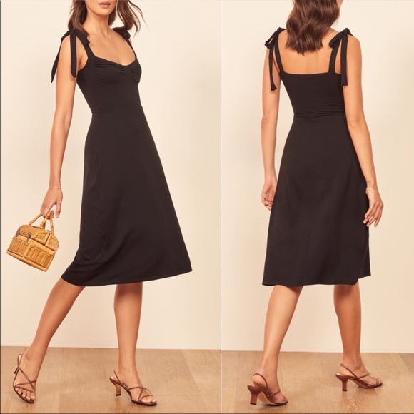 Reformation Dresses & Skirts - REFORMATION Wells Black Tie Shoulder Midi dress